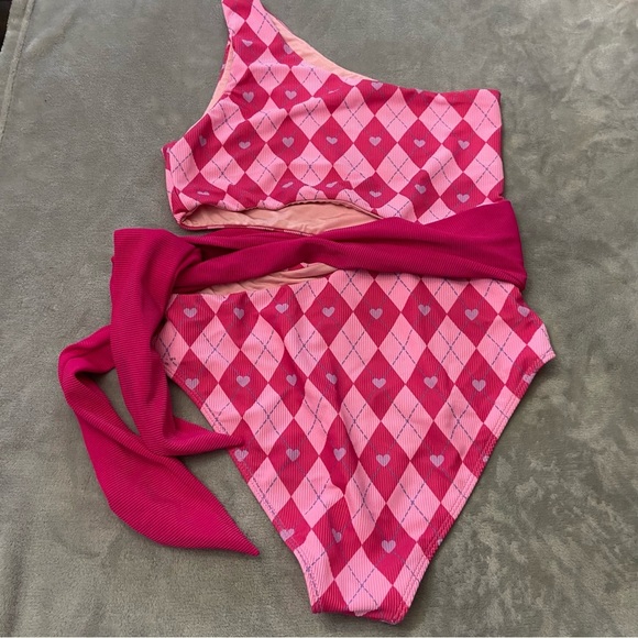 Beach Riot Pink Argyle One Piece Swimsuit - Picture 8 of 10